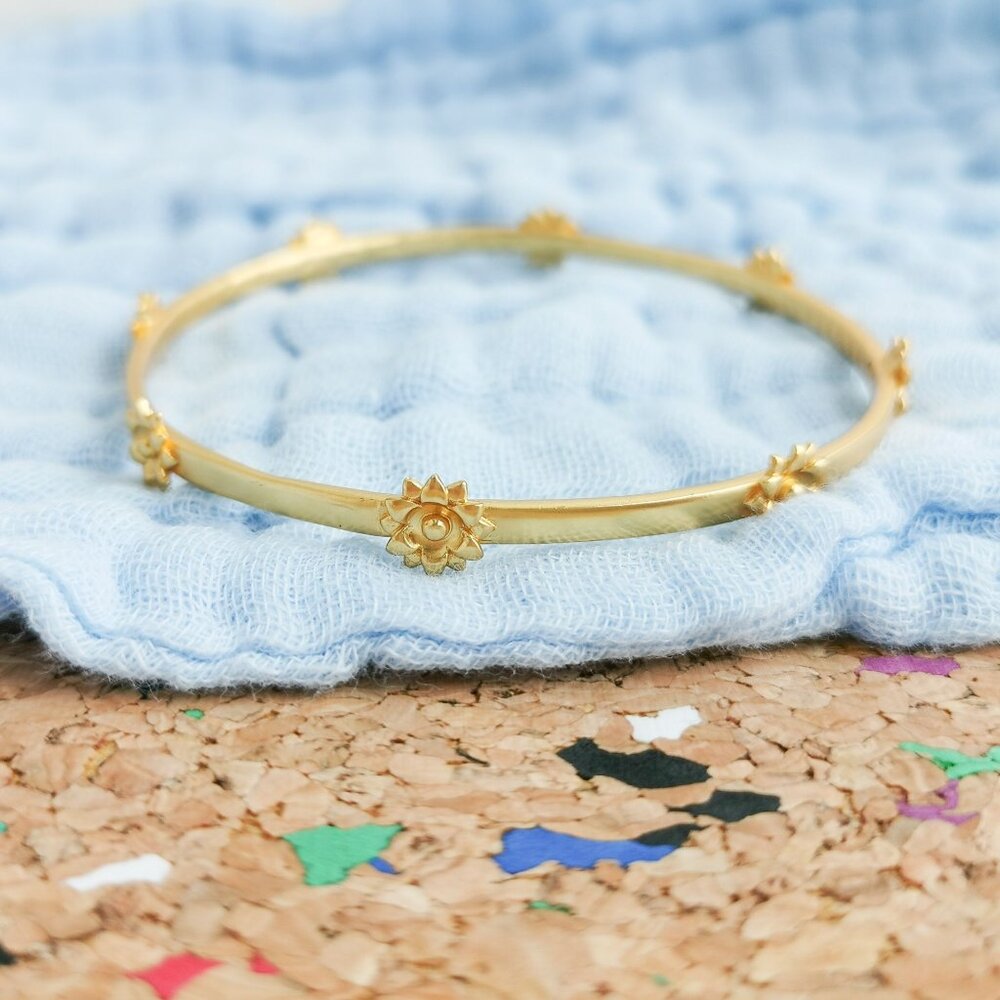 Julie Vos Floral 24K gold plate Bangle Bracelet jewelry